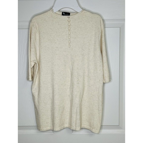 Cala Sweaters - Cala Cream Gold Sparkles 3/4 Sleeve Top Size Small S ? Check Measurements